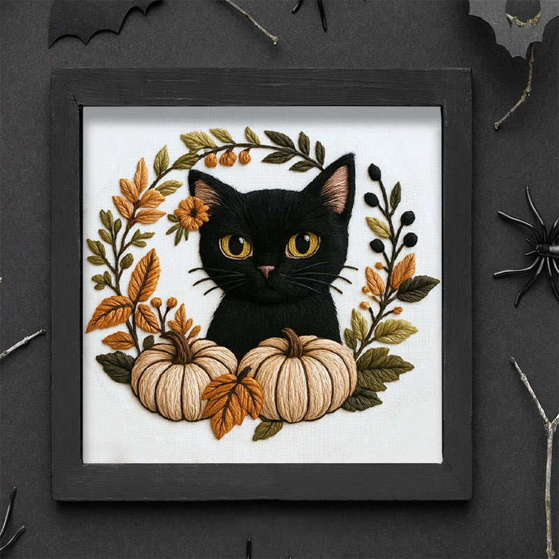 Rubbyoo Embroidery Kit - Black Kitten | Diy Cat Lover Gift | Halloween Autumn Decor - image 8
