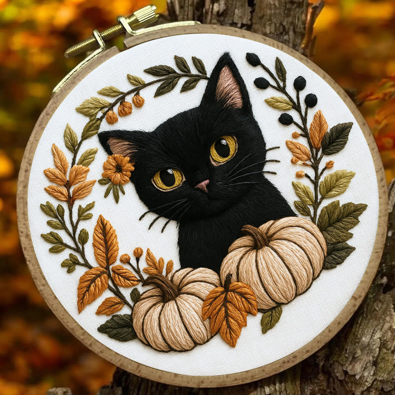 Rubbyoo Embroidery Kit - Black Kitten | Diy Cat Lover Gift | Halloween Autumn Decor - image 6