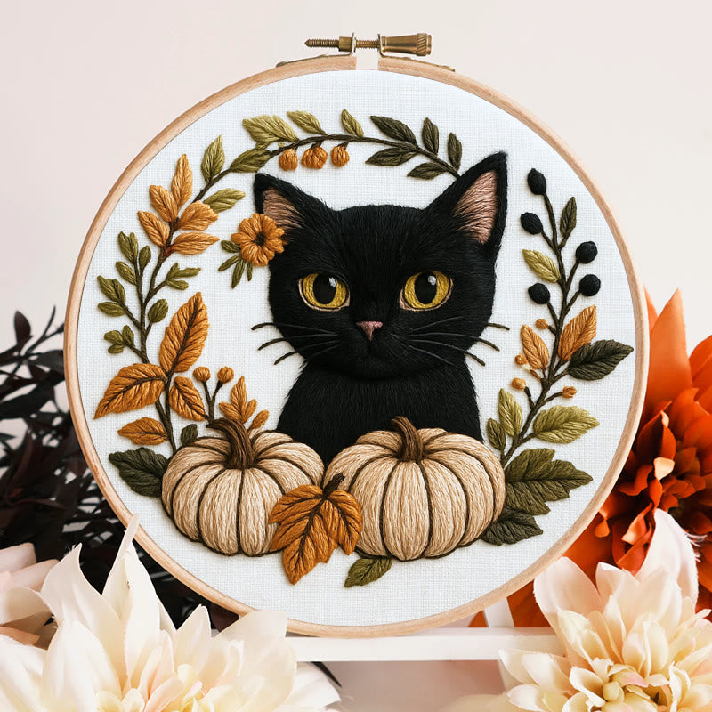 Rubbyoo Embroidery Kit - Black Kitten | Diy Cat Lover Gift | Halloween Autumn Decor - image 3