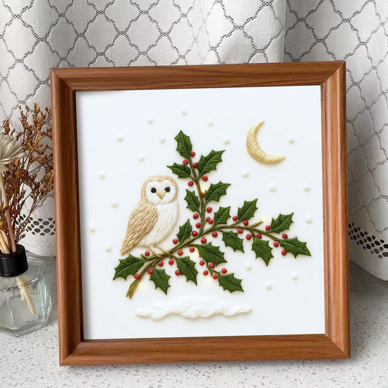 Rubbyoo Embroidery Kit - Winter Owl | Christmas Tree Decor | Diy Holiday Handicraft  - Embroidery Kit Plus An Extra Frame - image 8