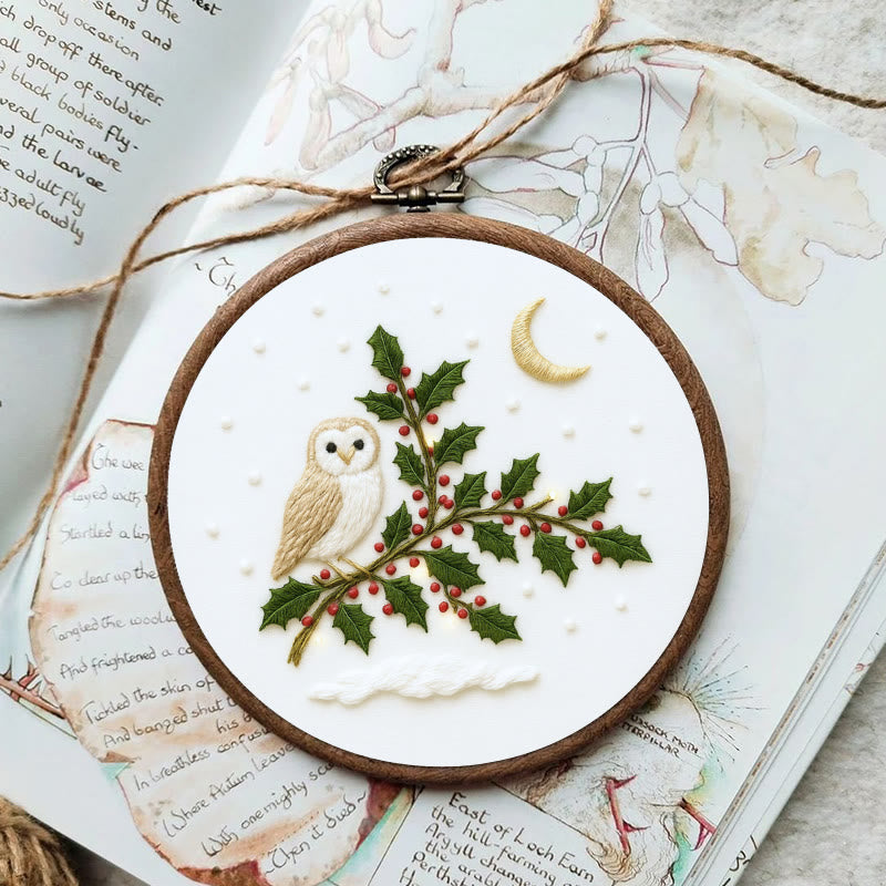 Rubbyoo Embroidery Kit - Winter Owl | Christmas Tree Decor | Diy Holiday Handicraft  - image 1