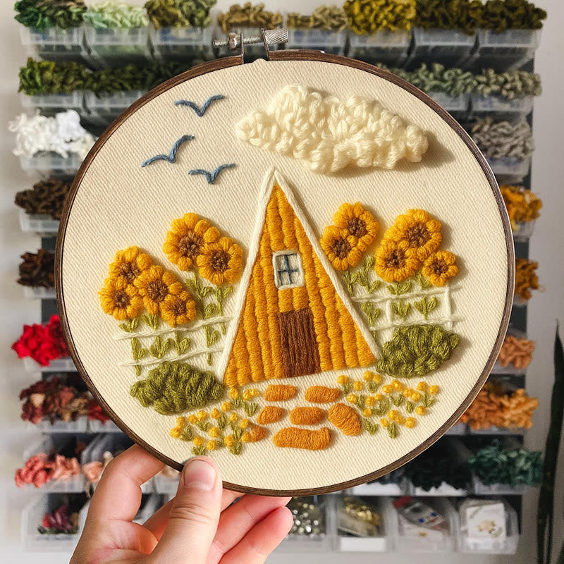 Rubbyoo Embroidery Kit - Autumn Cabin | Beautiful Landscape Craft |  Nice Artwork For Home Decor - image 5