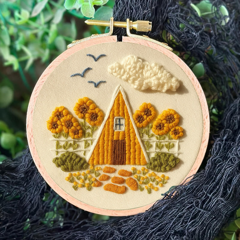 Rubbyoo Embroidery Kit - Autumn Cabin | Beautiful Landscape Craft |  Nice Artwork For Home Decor - image 6