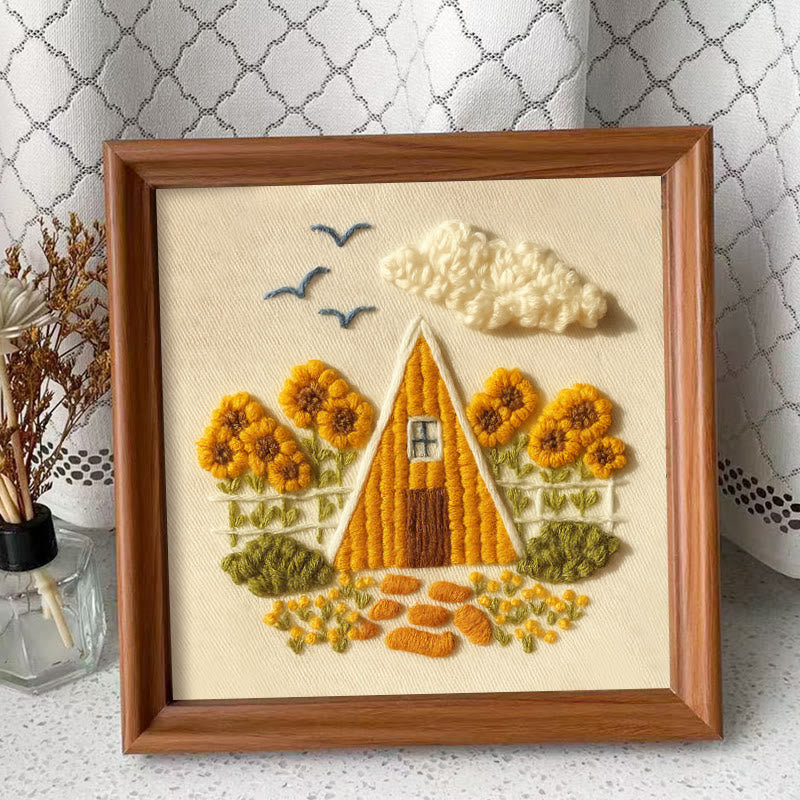 Rubbyoo Embroidery Kit - Autumn Cabin | Beautiful Landscape Craft |  Nice Artwork For Home Decor - Embroidery Kit Plus An Extra Frame - image 7