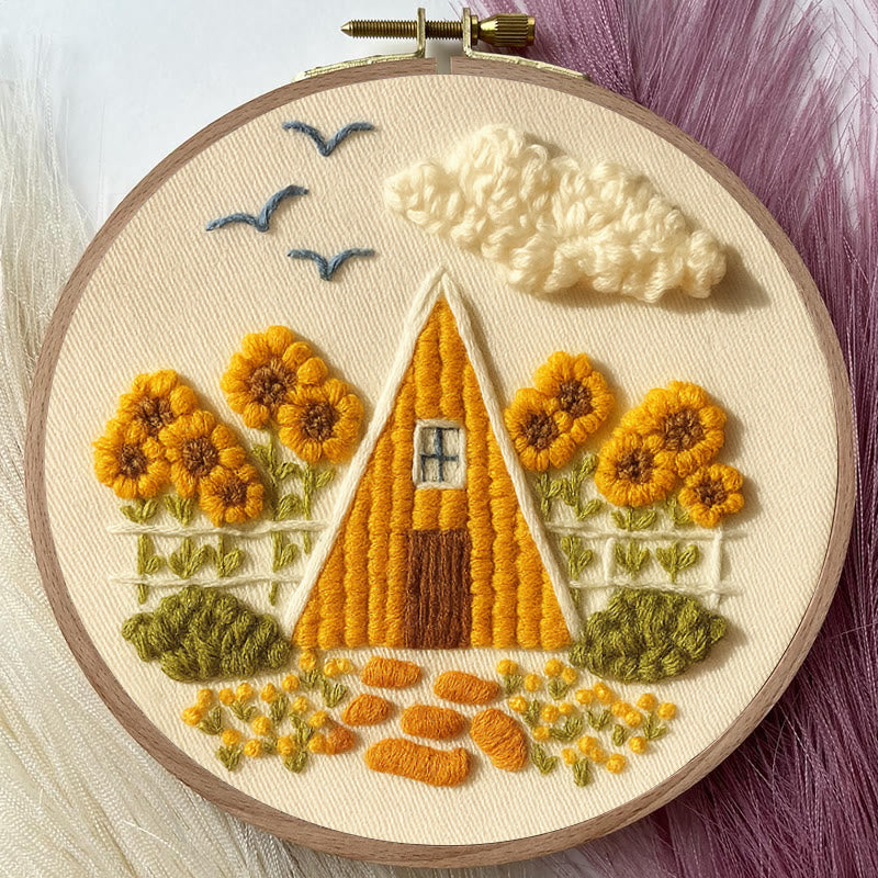 Rubbyoo Embroidery Kit - Autumn Cabin | Beautiful Landscape Craft |  Nice Artwork For Home Decor - image 1