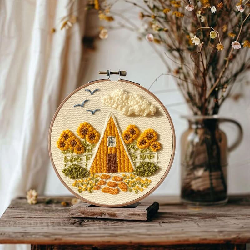 Rubbyoo Embroidery Kit - Autumn Cabin | Beautiful Landscape Craft |  Nice Artwork For Home Decor - image 2