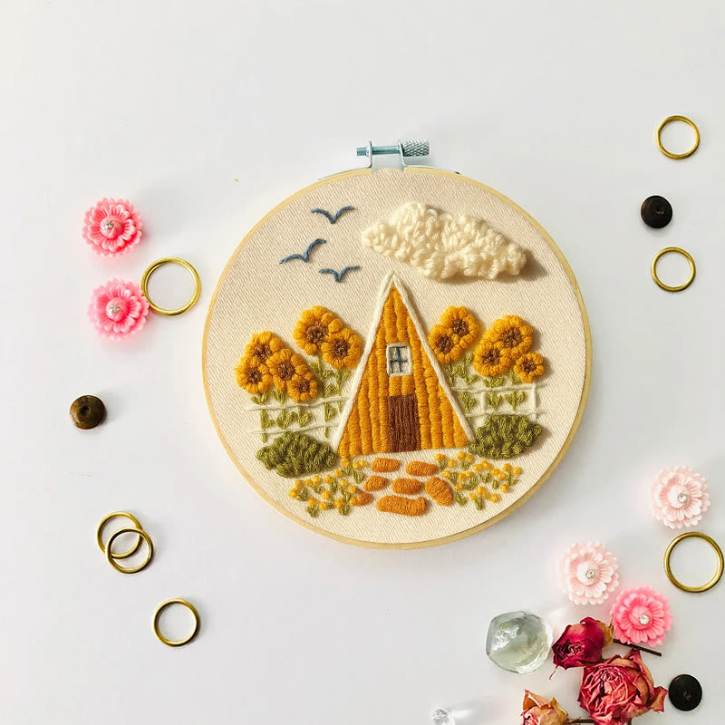 Rubbyoo Embroidery Kit - Autumn Cabin | Beautiful Landscape Craft |  Nice Artwork For Home Decor - image 3