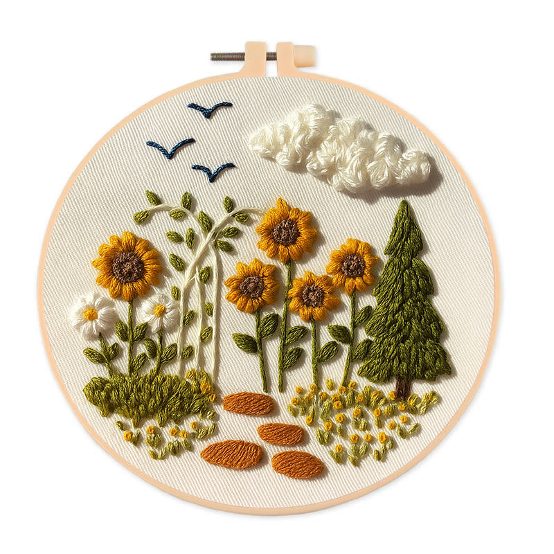 Rubbyoo Embroidery Kit - Blooming Sunflower | Floral Stitching Craft | Unique Room Decor - 20*20cm - image 0