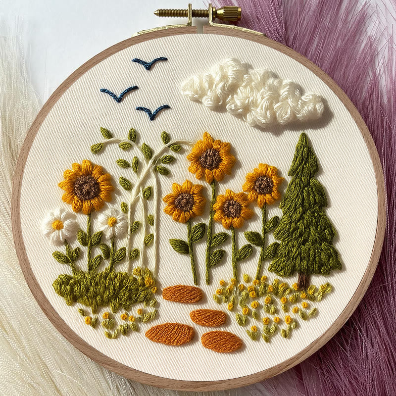 Rubbyoo Embroidery Kit - Blooming Sunflower | Floral Stitching Craft | Unique Room Decor - image 1