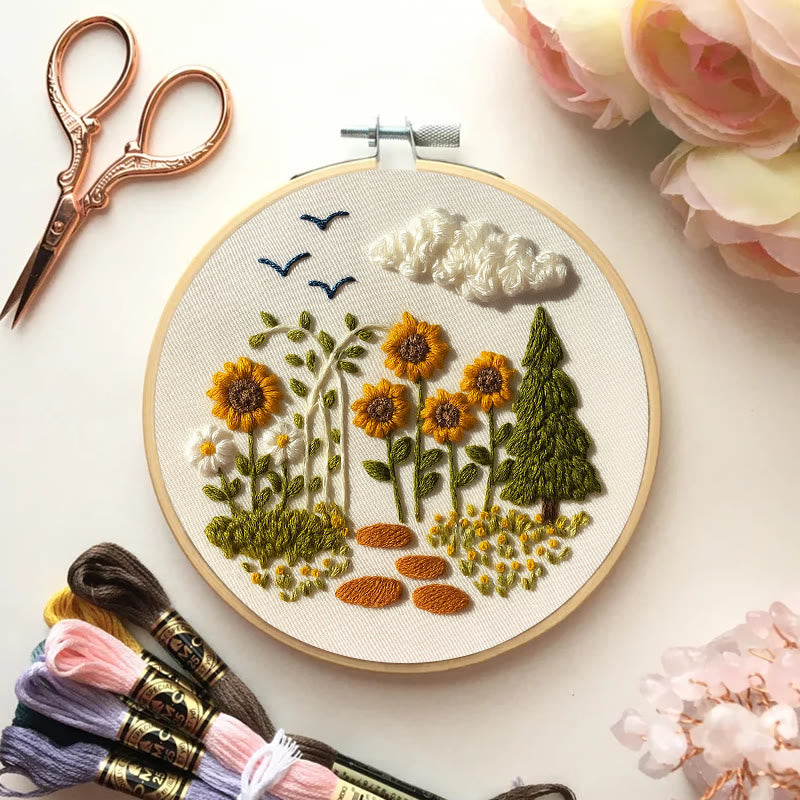 Rubbyoo Embroidery Kit - Blooming Sunflower | Floral Stitching Craft | Unique Room Decor - image 2