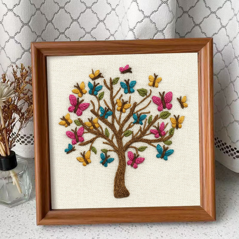 Rubbyoo Embroidery Kit - Colourful Butterfly With Tree | Charming Handmade Craft | Perfect Hanging Decor - Embroidery Kit Plus An Extra Frame - image 7