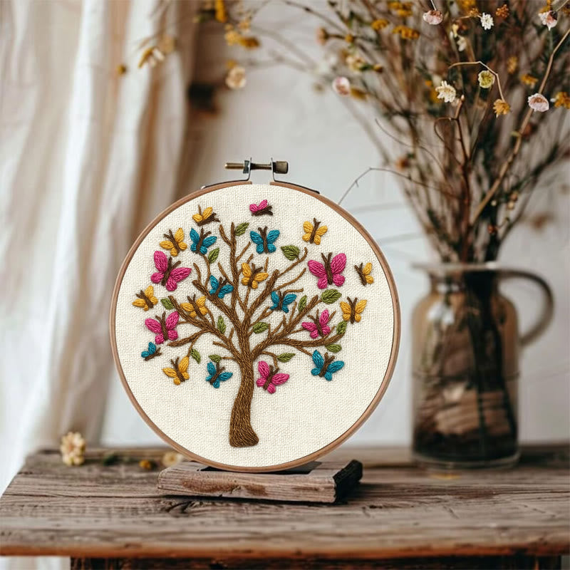 Rubbyoo Embroidery Kit - Colourful Butterfly With Tree | Charming Handmade Craft | Perfect Hanging Decor - image 5