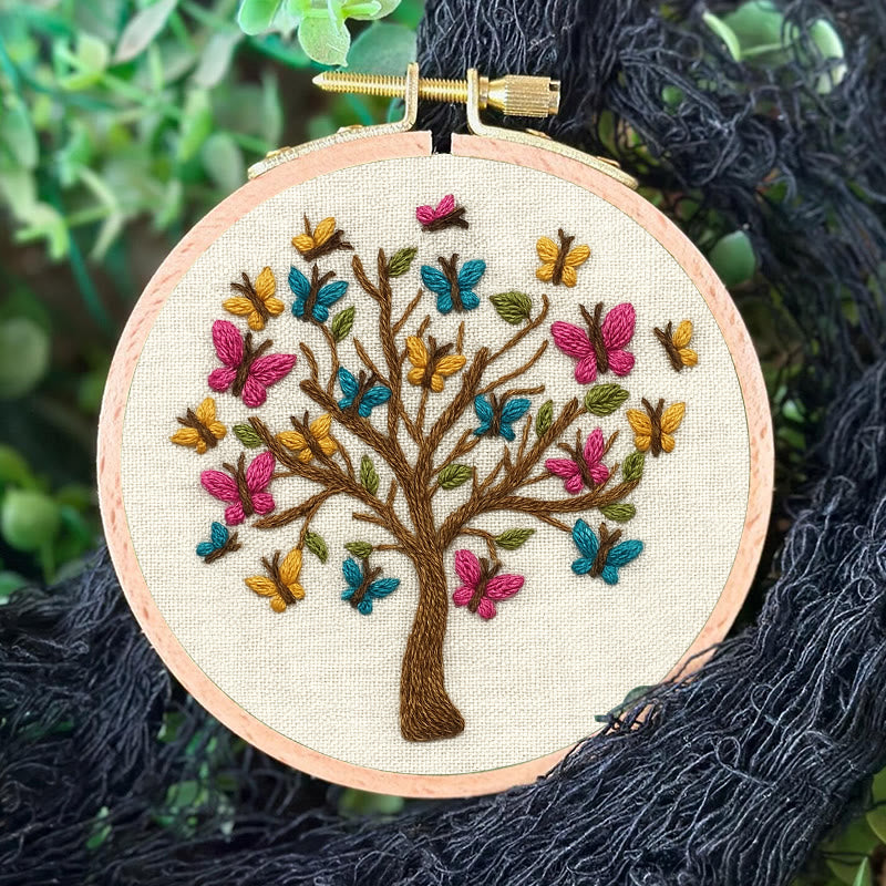 Rubbyoo Embroidery Kit - Colourful Butterfly With Tree | Charming Handmade Craft | Perfect Hanging Decor - image 2