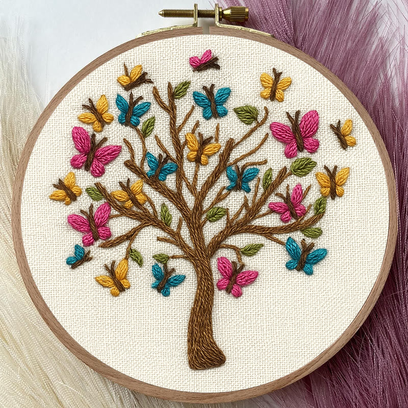 Rubbyoo Embroidery Kit - Colourful Butterfly With Tree | Charming Handmade Craft | Perfect Hanging Decor - image 6