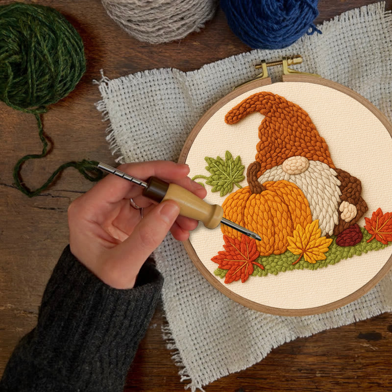 Gnome With Pumpkin Punch Needle Kit - Diy Needlework Gift | Halloween Wall Art - image 5
