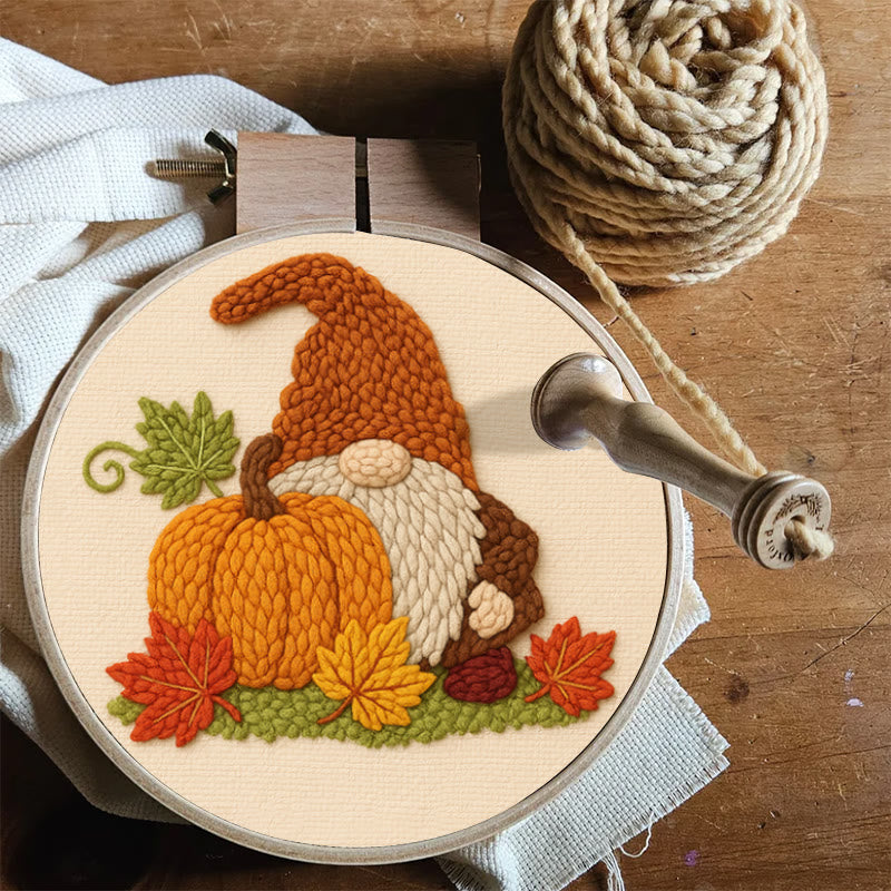 Gnome With Pumpkin Punch Needle Kit - Diy Needlework Gift | Halloween Wall Art - image 8