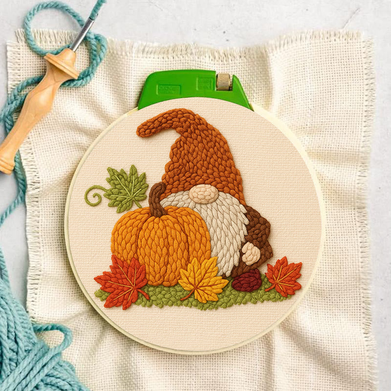 Gnome With Pumpkin Punch Needle Kit - Diy Needlework Gift | Halloween Wall Art - image 6