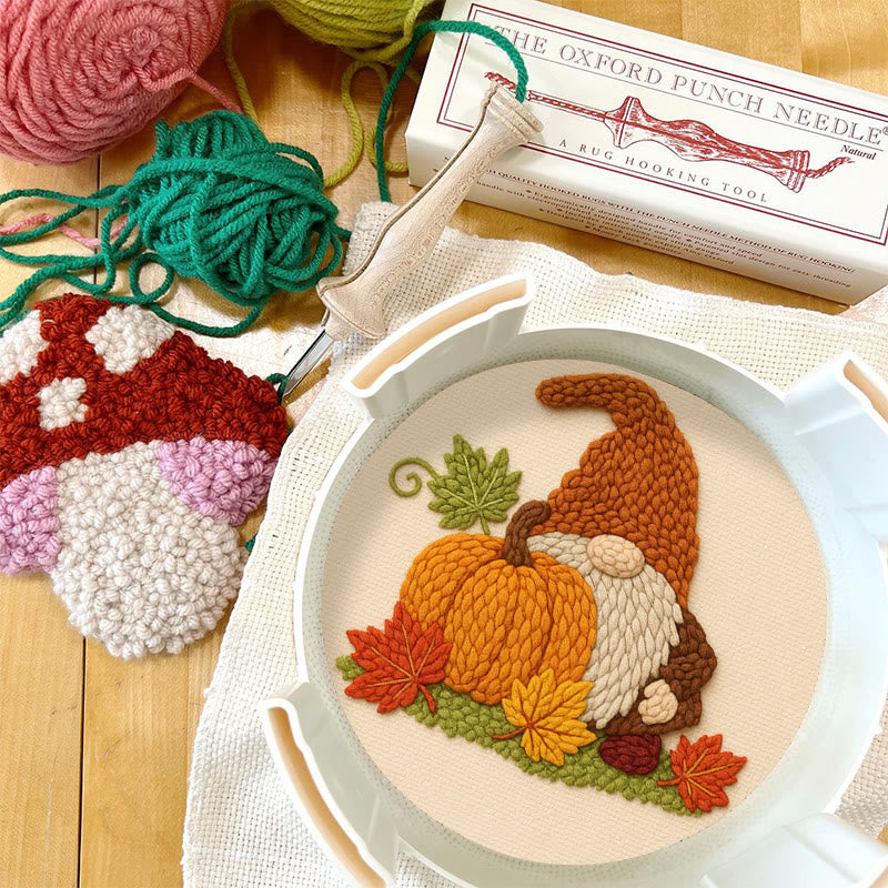 Gnome With Pumpkin Punch Needle Kit - Diy Needlework Gift | Halloween Wall Art - image 9