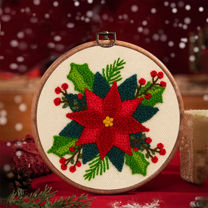 Christmas Poinsettia Punch Needle Kit - Winter Handmade Craft | Christmas Home Decoration  - image 3