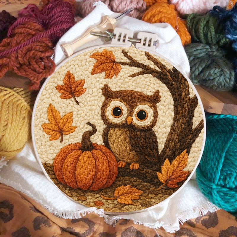 Halloween Owl Punch Needle Kit - Cute Animal Art | Perfect Desk Ornament - image 1