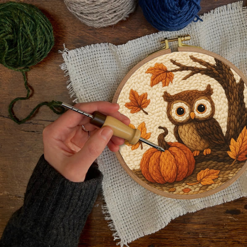 Halloween Owl Punch Needle Kit - Cute Animal Art | Perfect Desk Ornament - image 4