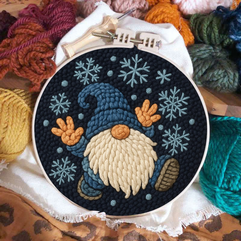 Snowflake Gnome Punch Needle Kit - Creative Winter Handicraft | Christmas Decorative Coaster - image 3