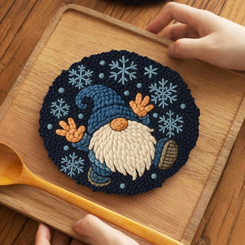 Snowflake Gnome Punch Needle Kit - Creative Winter Handicraft | Christmas Decorative Coaster - 5 inch Coaster Kit - image 11