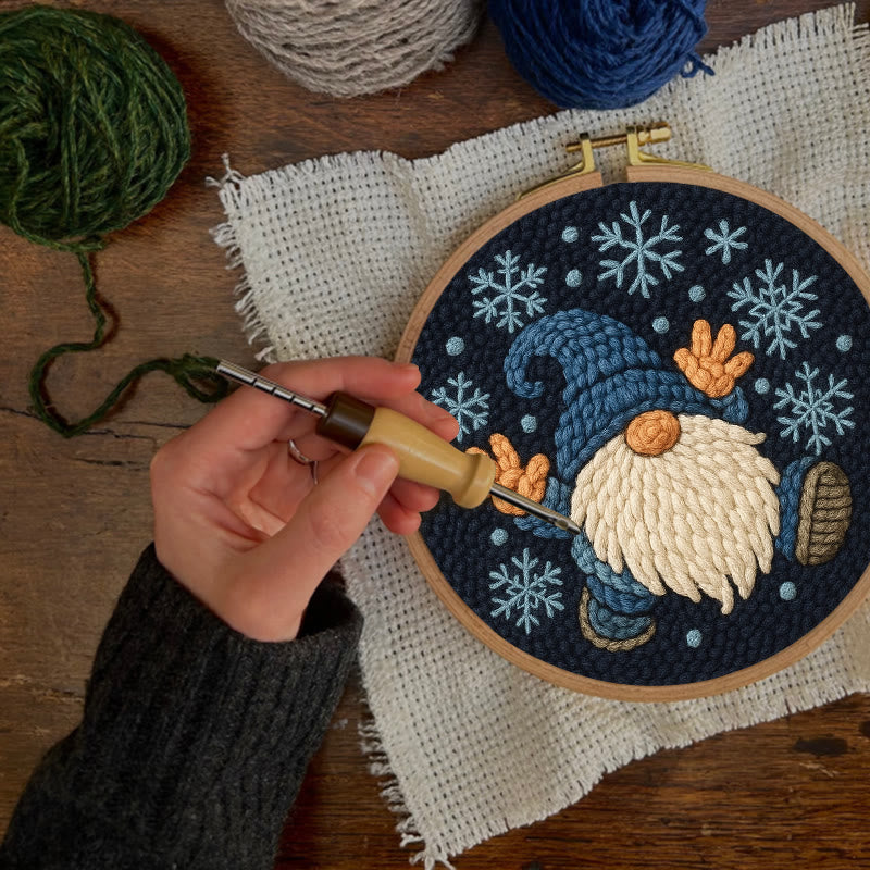 Snowflake Gnome Punch Needle Kit - Creative Winter Handicraft | Christmas Decorative Coaster - image 9