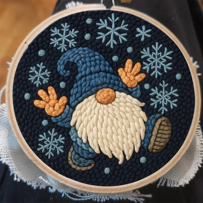 Snowflake Gnome Punch Needle Kit - Creative Winter Handicraft | Christmas Decorative Coaster - image 2