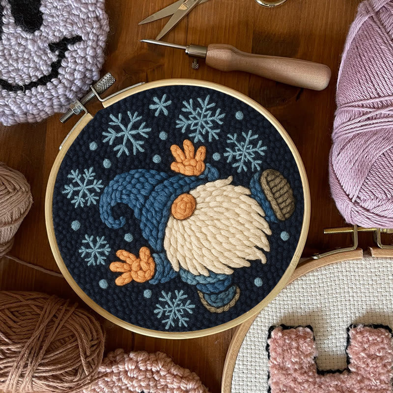 Snowflake Gnome Punch Needle Kit - Creative Winter Handicraft | Christmas Decorative Coaster - image 4