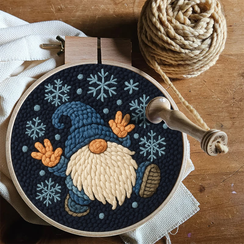 Snowflake Gnome Punch Needle Kit - Creative Winter Handicraft | Christmas Decorative Coaster - image 7