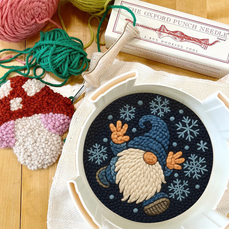 Snowflake Gnome Punch Needle Kit - Creative Winter Handicraft | Christmas Decorative Coaster - image 8