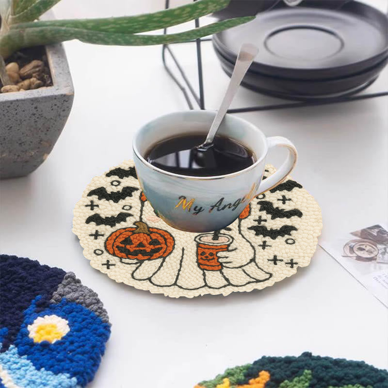 Drinking Ghost Punch Needle Kit - Adorable Halloween Needlework | Handmade Coaster Craft  - image 10