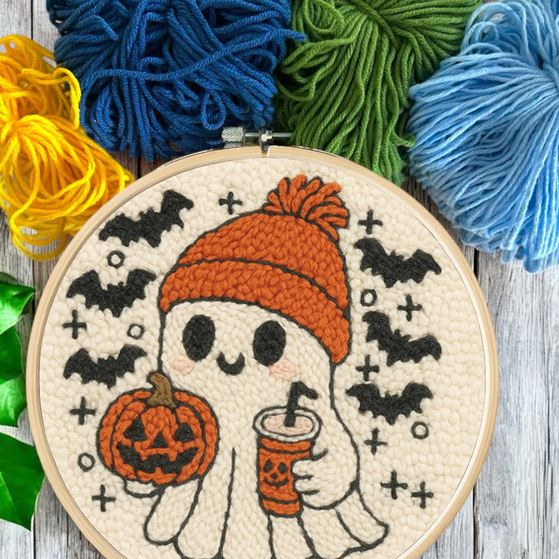 Drinking Ghost Punch Needle Kit - Adorable Halloween Needlework | Handmade Coaster Craft  - image 8