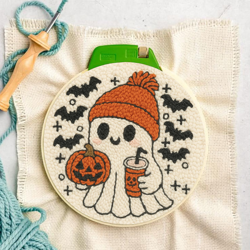 Drinking Ghost Punch Needle Kit - Adorable Halloween Needlework | Handmade Coaster Craft  - image 6