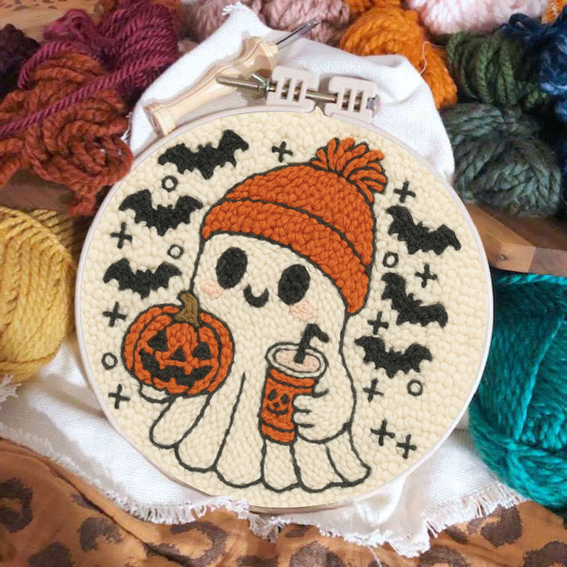 Drinking Ghost Punch Needle Kit - Adorable Halloween Needlework | Handmade Coaster Craft  - image 5