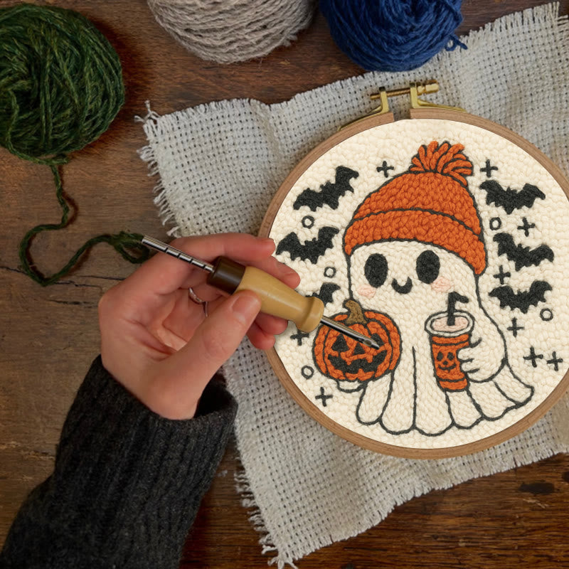 Drinking Ghost Punch Needle Kit - Adorable Halloween Needlework | Handmade Coaster Craft  - image 7