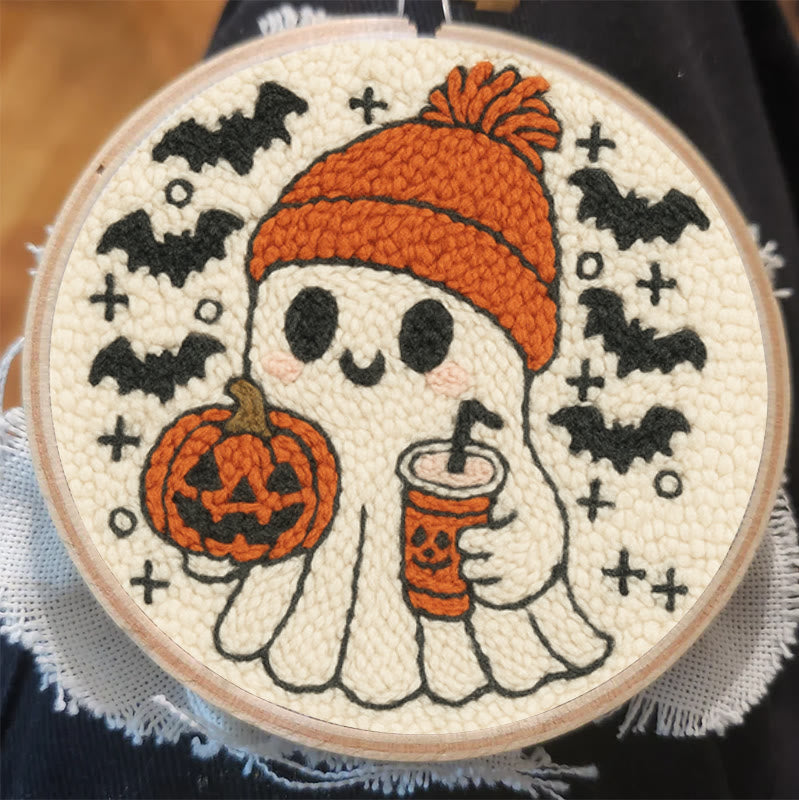 Drinking Ghost Punch Needle Kit - Adorable Halloween Needlework | Handmade Coaster Craft  - image 3