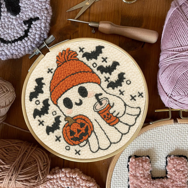 Drinking Ghost Punch Needle Kit - Adorable Halloween Needlework | Handmade Coaster Craft  - image 9