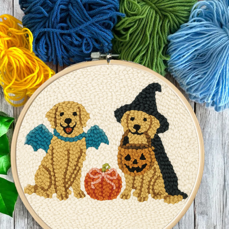 Witch Dogs Punch Needle Kit - Special Halloween Animal Craft | Perfect Gift For Puppy Lovers - image 1