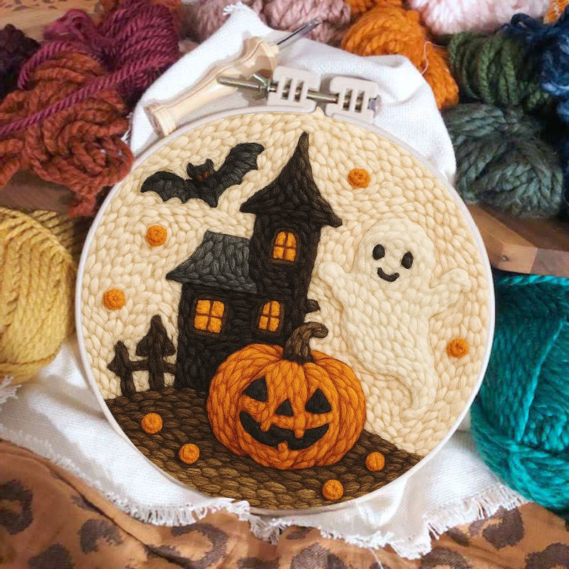 Spooky Castle Punch Needle Kit - Halloween Handmade Collection | Perfect For Wall Hanging - image 1