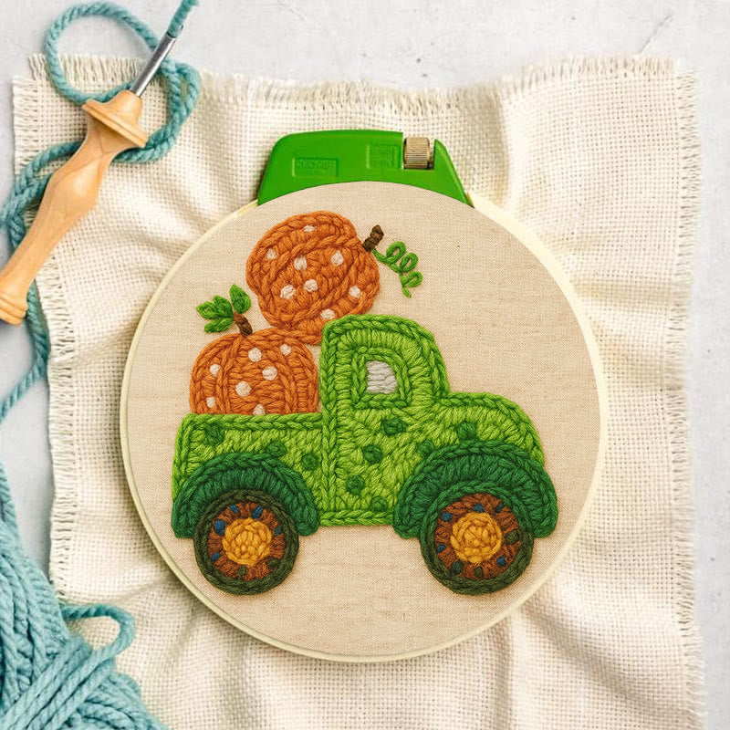 Pumpkins Truck Punch Needle Kit - Thanksgiving Handmade Craft | Diy Halloween Decor - image 3