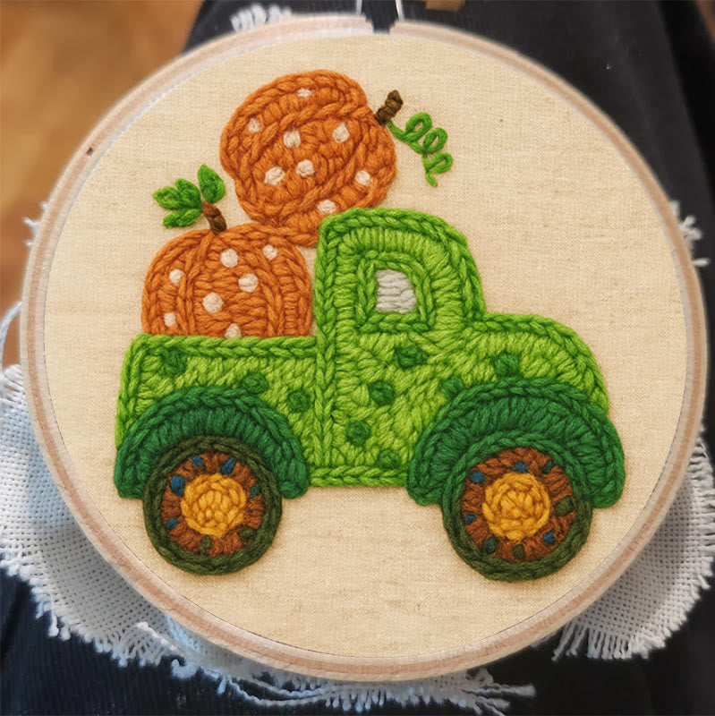 Pumpkins Truck Punch Needle Kit - Thanksgiving Handmade Craft | Diy Halloween Decor - image 6