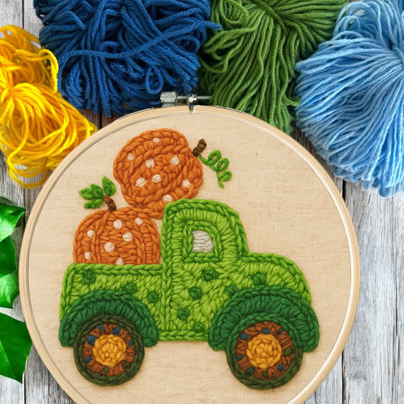 Pumpkins Truck Punch Needle Kit - Thanksgiving Handmade Craft | Diy Halloween Decor - image 9