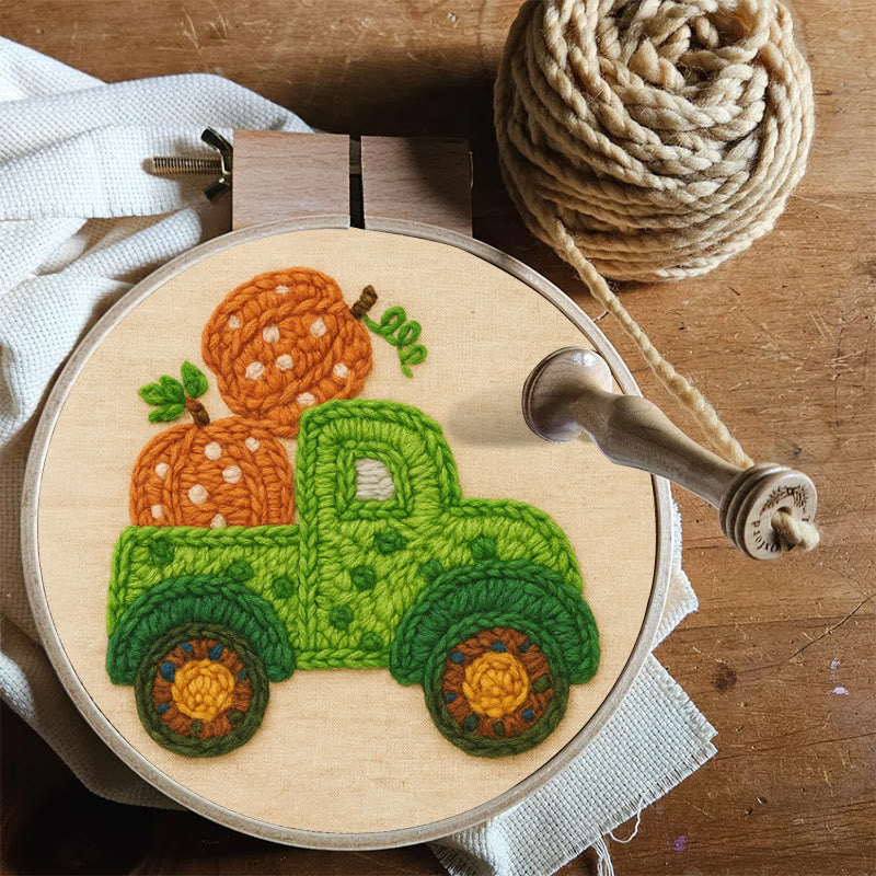 Pumpkins Truck Punch Needle Kit - Thanksgiving Handmade Craft | Diy Halloween Decor - image 7