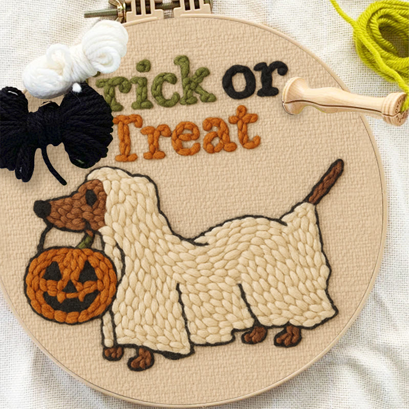 Trick Dog Punch Needle Kit - Creative Ghost Craft | Spooky Halloween Decoration - image 4