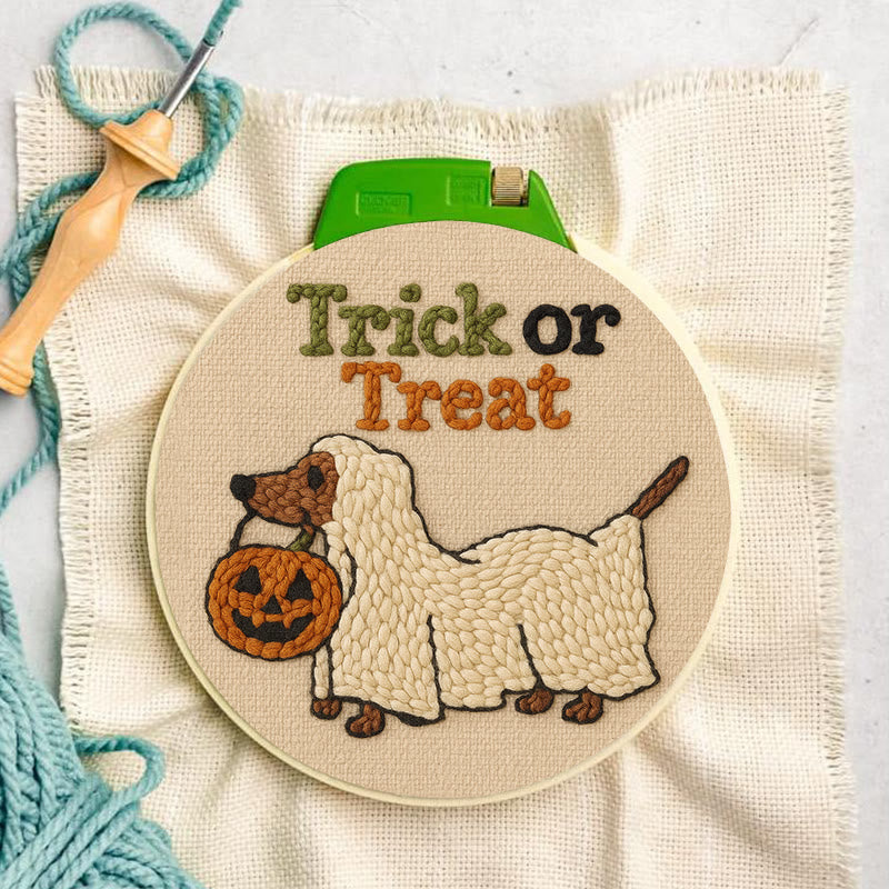 Trick Dog Punch Needle Kit - Creative Ghost Craft | Spooky Halloween Decoration - image 3
