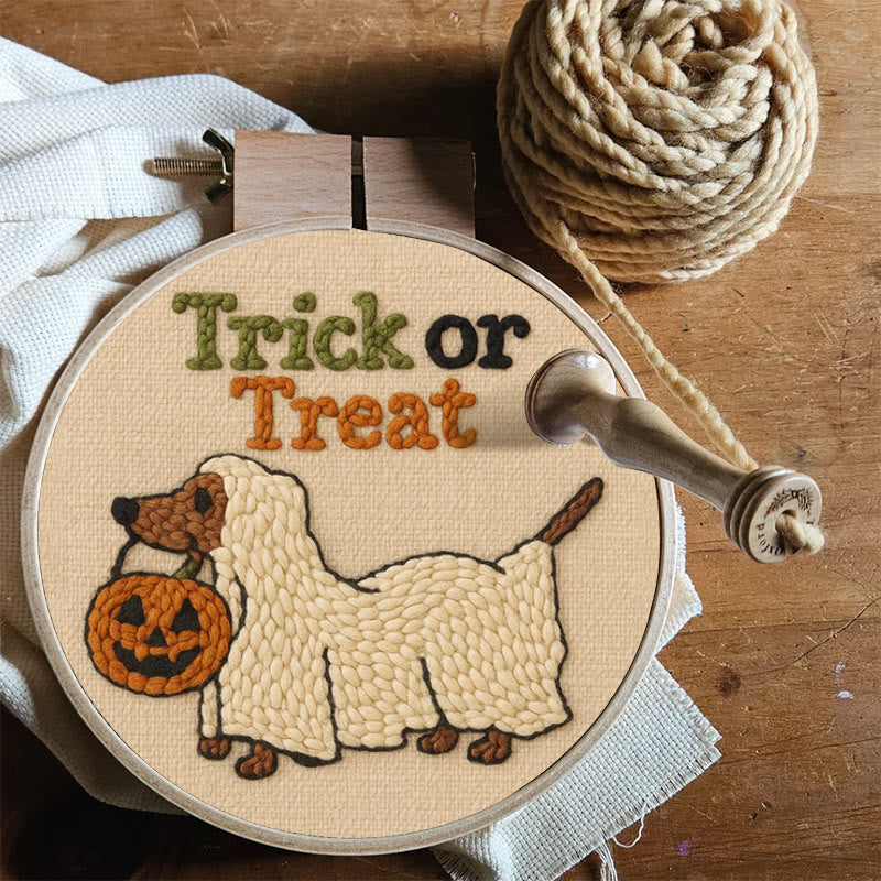 Trick Dog Punch Needle Kit - Creative Ghost Craft | Spooky Halloween Decoration - image 6
