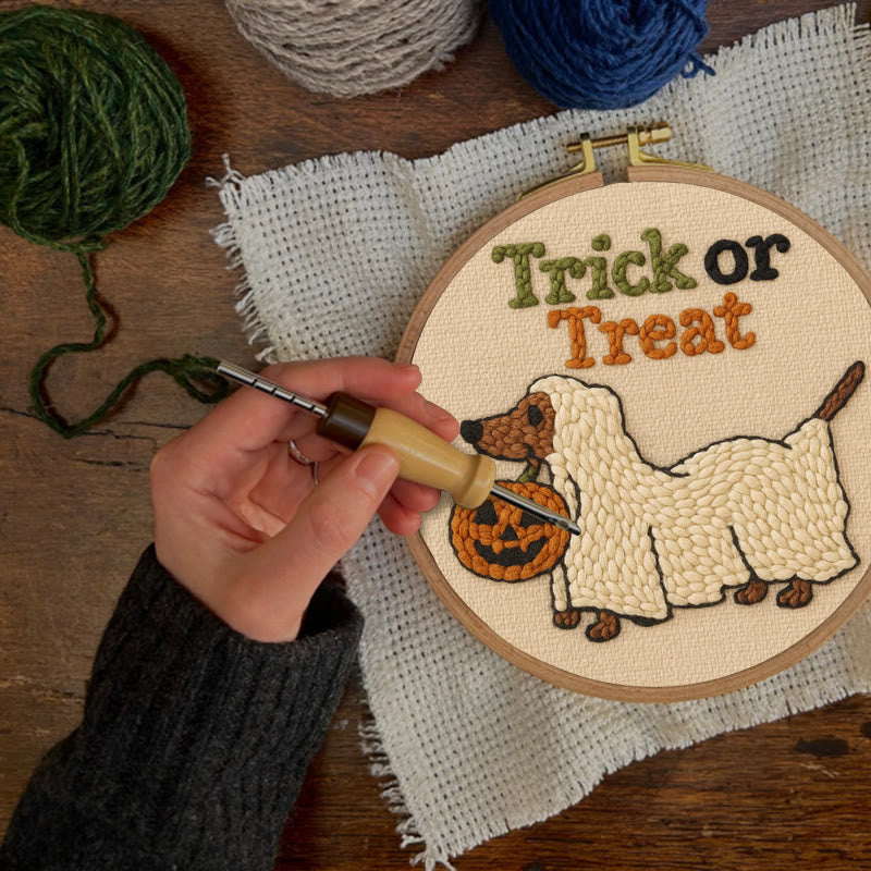 Trick Dog Punch Needle Kit - Creative Ghost Craft | Spooky Halloween Decoration - image 5