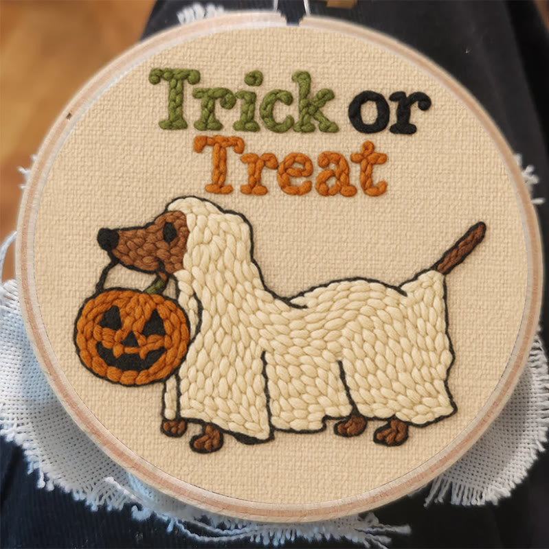 Trick Dog Punch Needle Kit - Creative Ghost Craft | Spooky Halloween Decoration - image 2